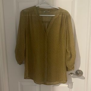 Olive green button up blouse by LOFT